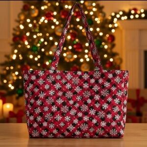 Elegant Red Snowflake Tote Bag